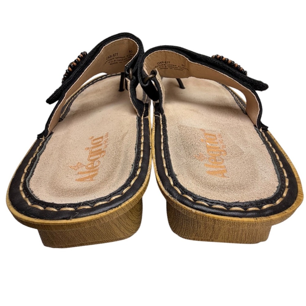 Alegria Carina Folkie Black Suede Platform Thong Sandals Size 40 - Picture 10 of 16